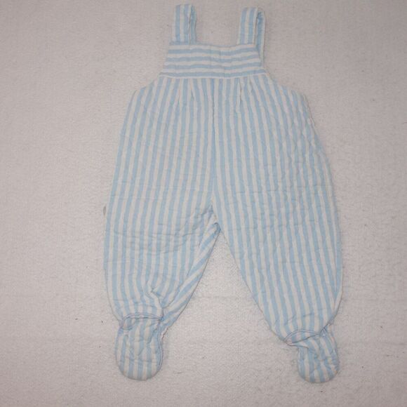 Vintage Tiny Tots Original Blue Stripe Dinosaur Made In USA Overalls 6-9 Months - Picture 5 of 6